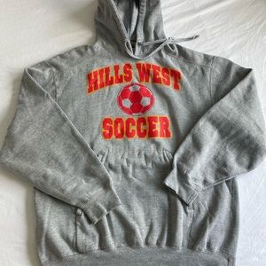 EUC Team-Issued Russell Athletic Hills West Soccer hoodie, size L.